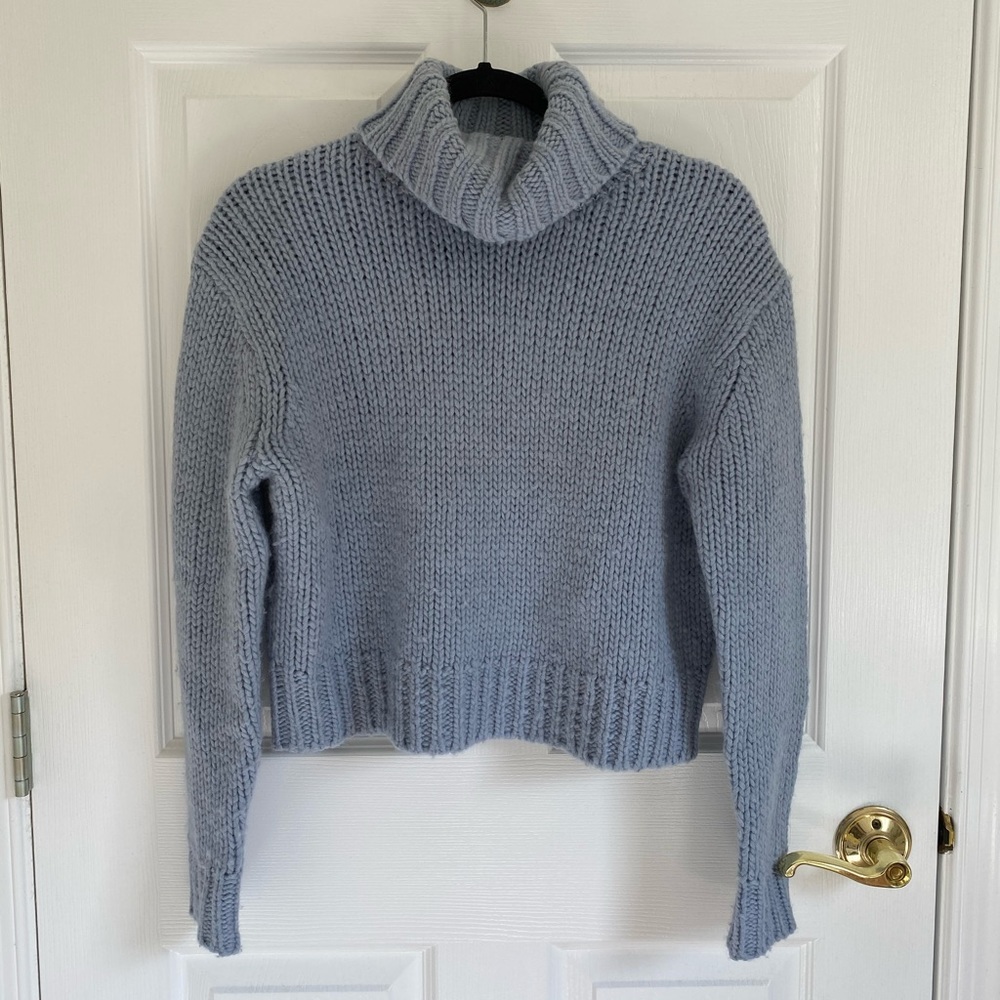 Pale Blue Cropped Turtleneck